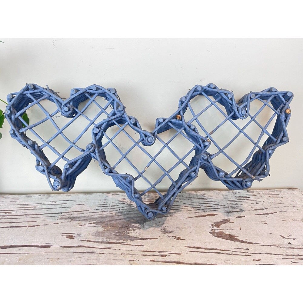 Rustic Grapevine Heart Basket Woven Twig Hearts Decor Farmhouse Cottage 20”